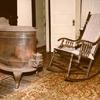 Forest Home - Grandparents room in front of house. Old wood stove bought in the 1930's and Alice Lee (Cogburn) Barkley's rocker, gift from Clinton, 1895