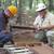 Jens and David placing core sample into box for transporting